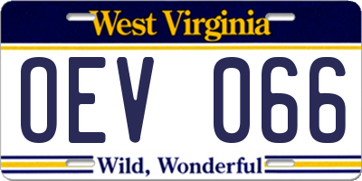 WV license plate OEV066
