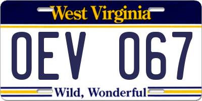 WV license plate OEV067