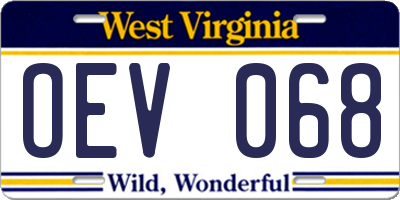 WV license plate OEV068