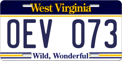 WV license plate OEV073