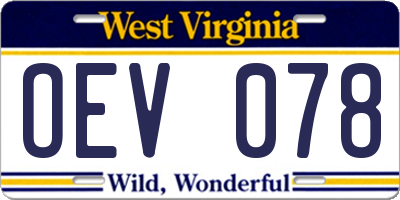 WV license plate OEV078