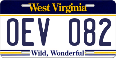 WV license plate OEV082