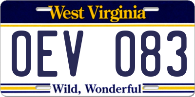 WV license plate OEV083