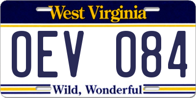 WV license plate OEV084