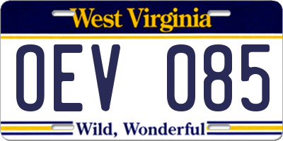 WV license plate OEV085