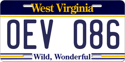 WV license plate OEV086