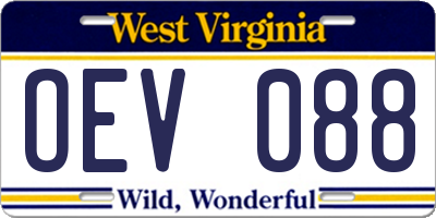 WV license plate OEV088