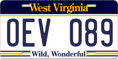 WV license plate OEV089