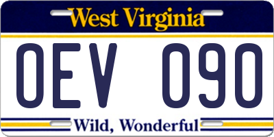 WV license plate OEV090