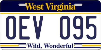 WV license plate OEV095