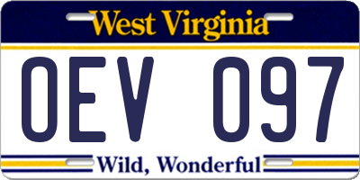 WV license plate OEV097