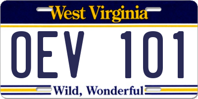 WV license plate OEV101