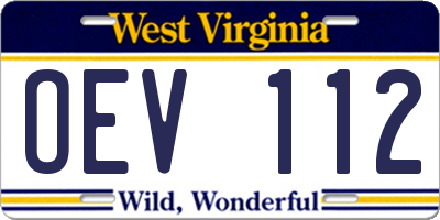 WV license plate OEV112