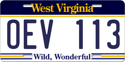 WV license plate OEV113