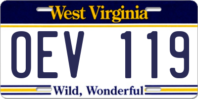 WV license plate OEV119