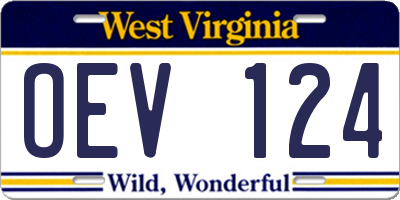 WV license plate OEV124
