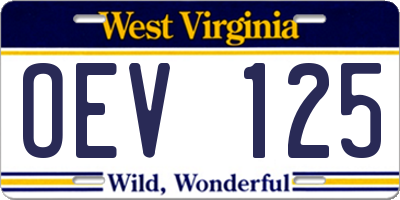 WV license plate OEV125