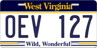 WV license plate OEV127