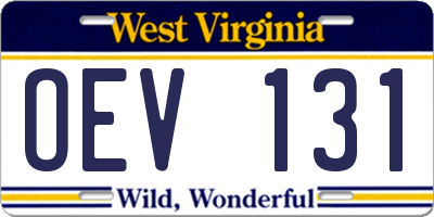 WV license plate OEV131