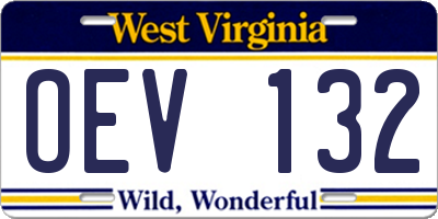 WV license plate OEV132