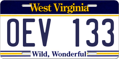WV license plate OEV133