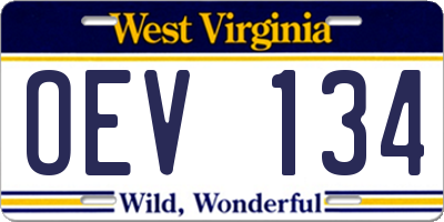 WV license plate OEV134