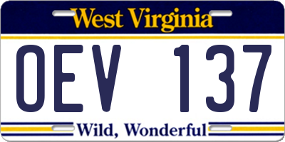 WV license plate OEV137
