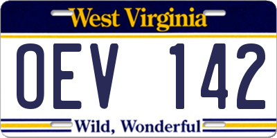WV license plate OEV142