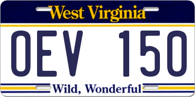 WV license plate OEV150