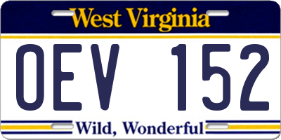 WV license plate OEV152