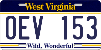WV license plate OEV153