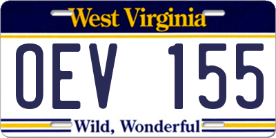 WV license plate OEV155