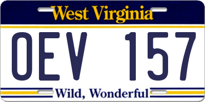 WV license plate OEV157