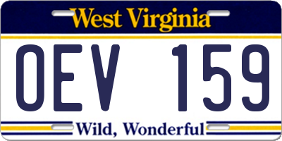 WV license plate OEV159