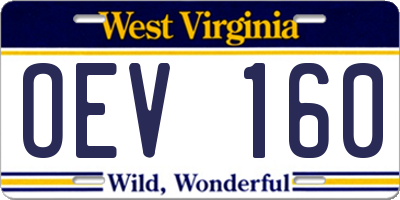WV license plate OEV160