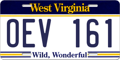 WV license plate OEV161
