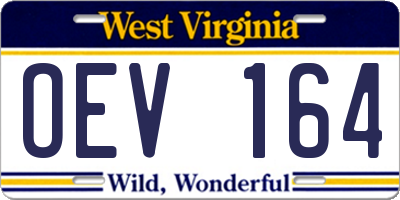 WV license plate OEV164