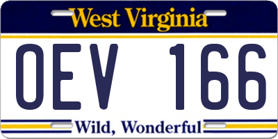 WV license plate OEV166