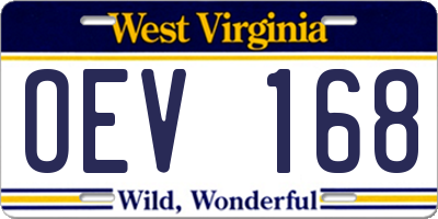 WV license plate OEV168