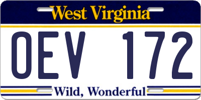 WV license plate OEV172
