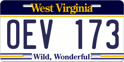 WV license plate OEV173