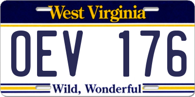 WV license plate OEV176