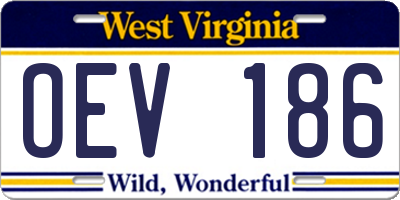 WV license plate OEV186