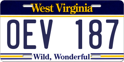 WV license plate OEV187