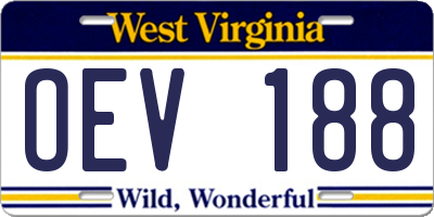 WV license plate OEV188