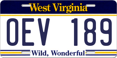 WV license plate OEV189