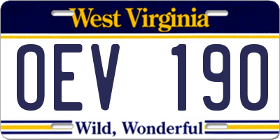 WV license plate OEV190