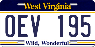 WV license plate OEV195