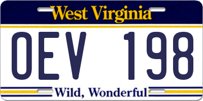 WV license plate OEV198
