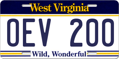 WV license plate OEV200